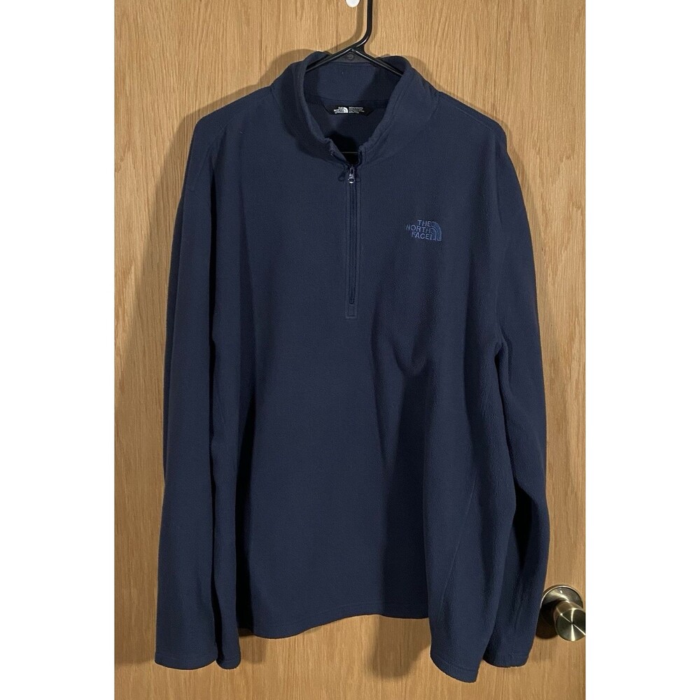 The North Face Men's Sz 2XL 1/4 Zip Fleece Pullover Blue Logo GorpCore Hiking